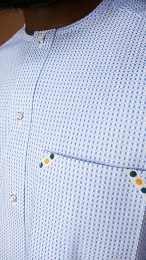 White & Skyblue 3 Dotted Mix Oldwyn kaftan.