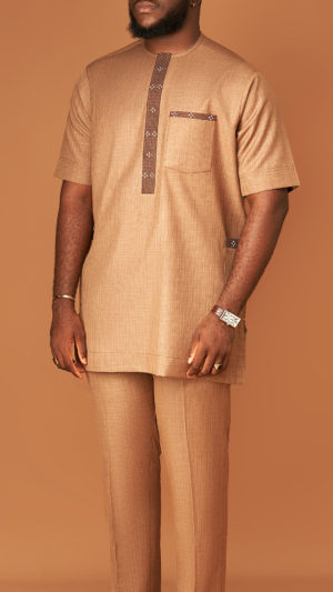 Ekpo Flap on Gold Oldwyn kaftan.
