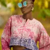 2pcs Blu-pink Adire