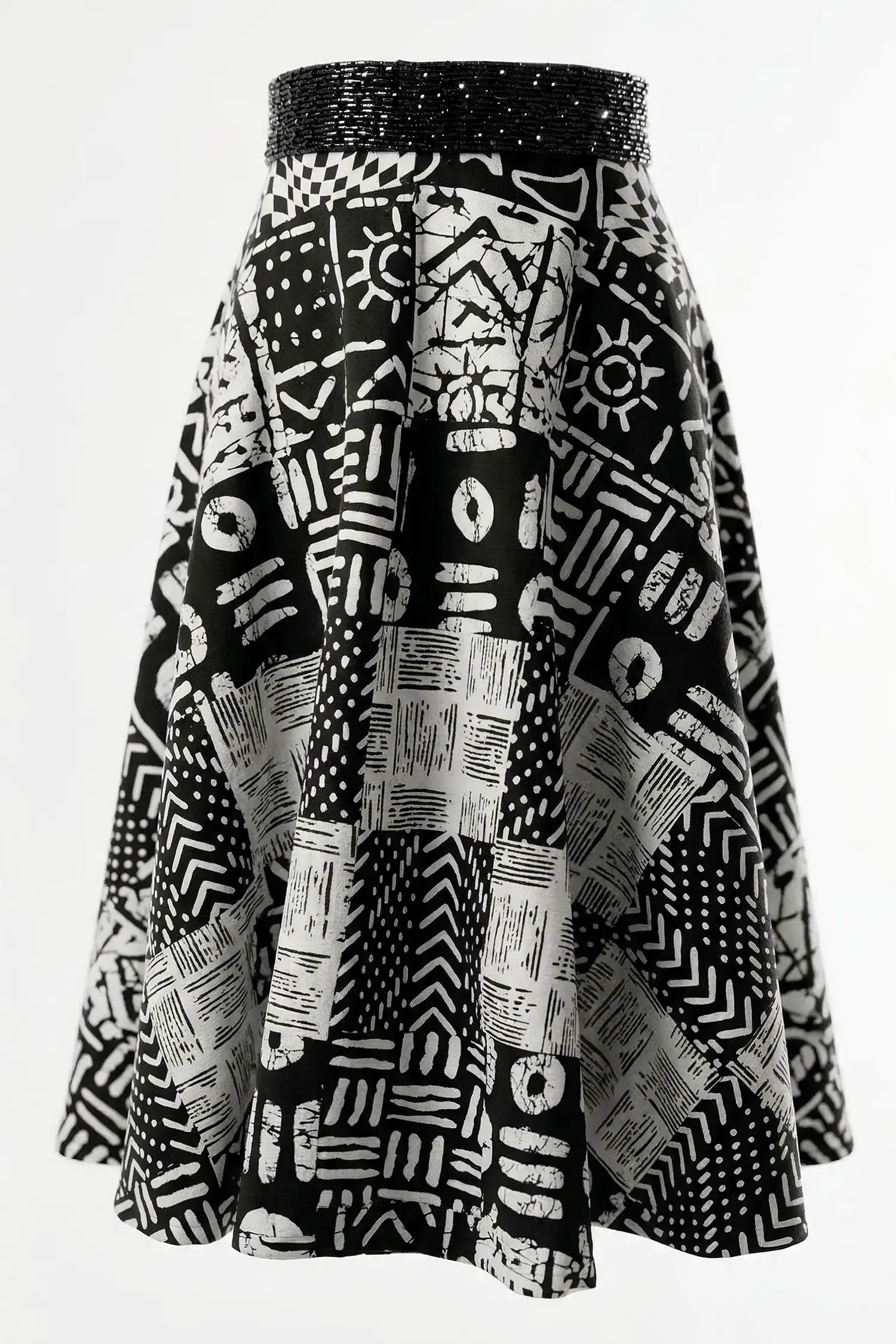 9 Cut Ankara Skirt Beaded Waist