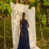 African Cinderella Navy linen gown