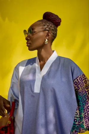 Blue cotton mix- Adire bou-bou