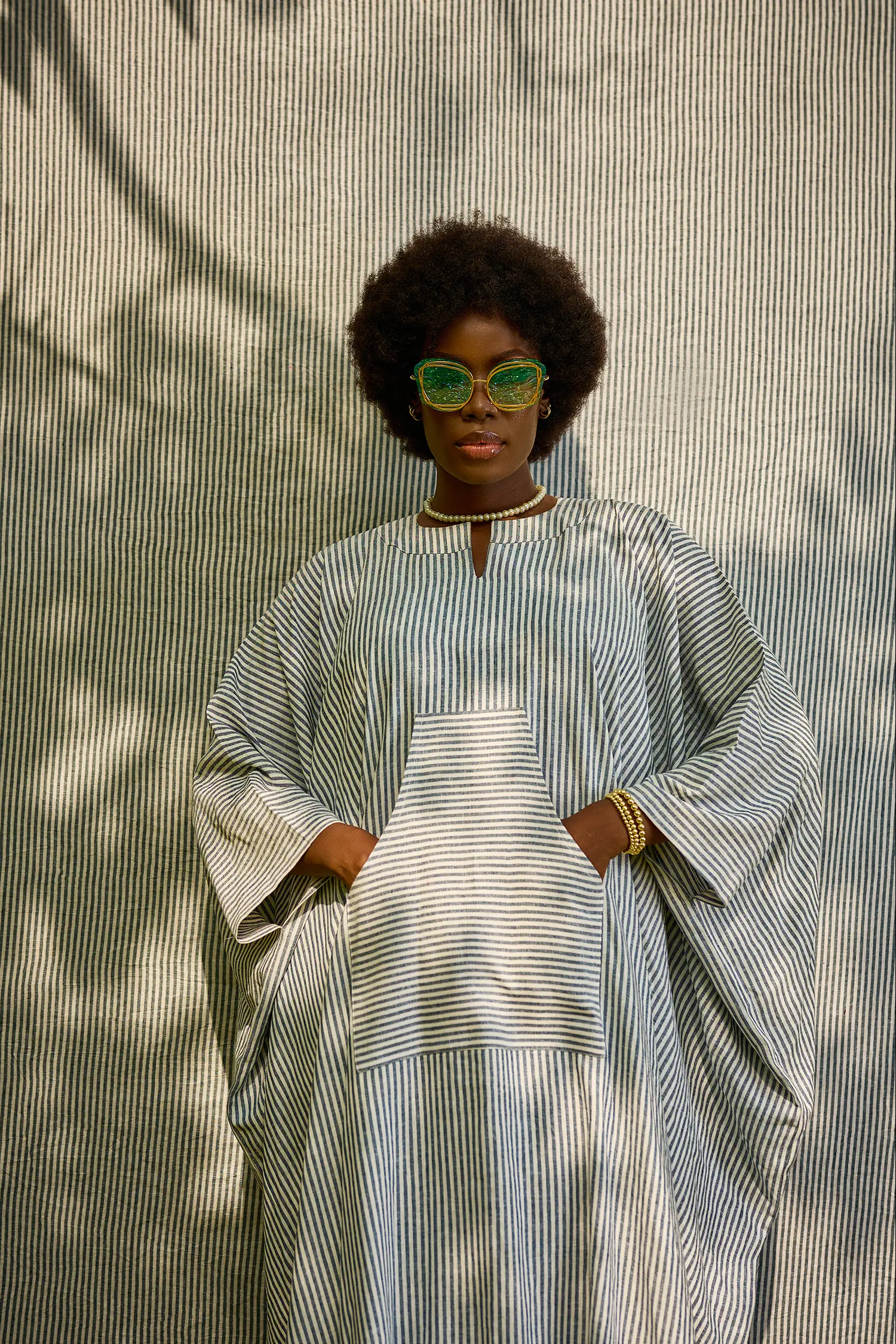 Grey pin strip bou-bou