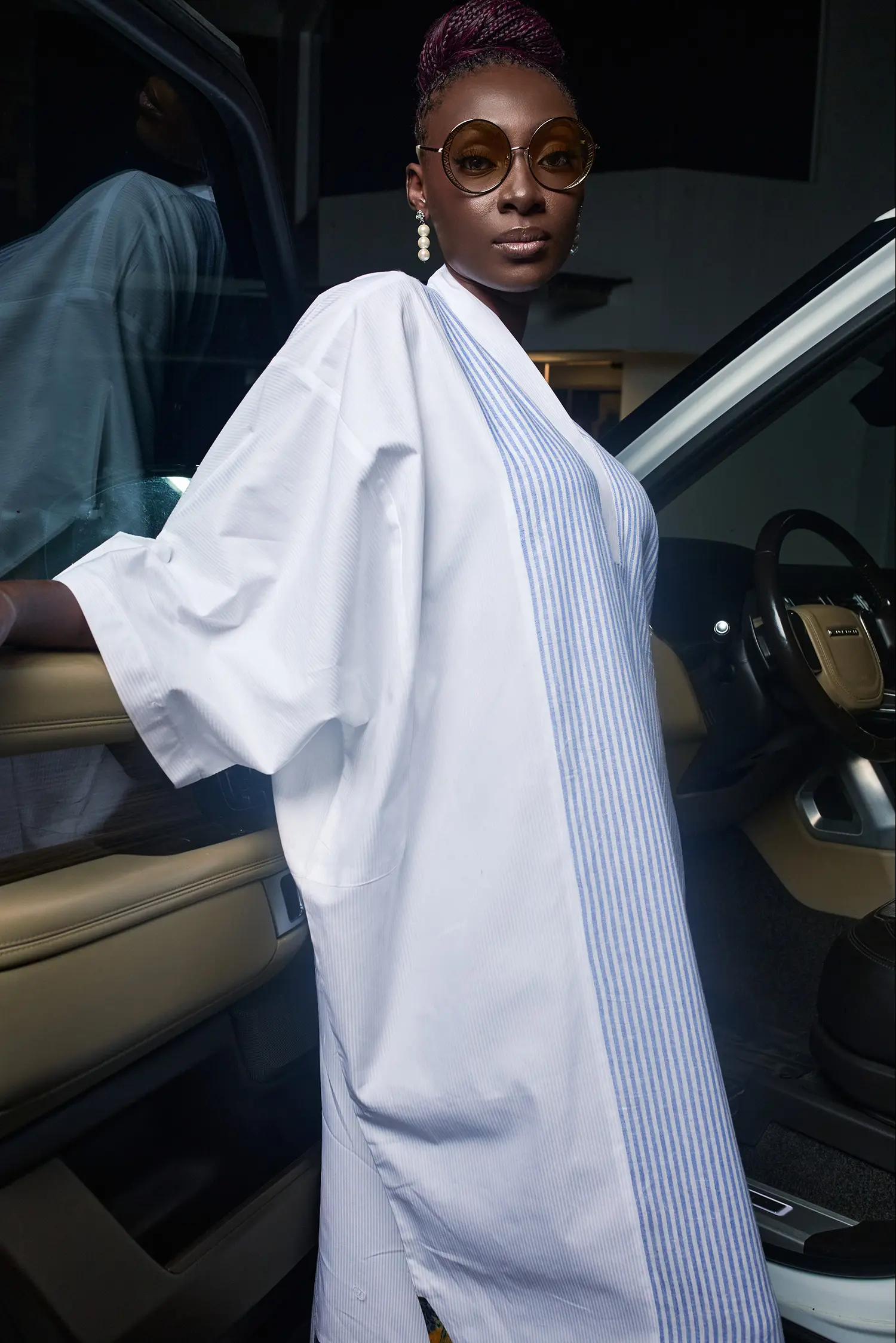 White-Blue Stripe Twist