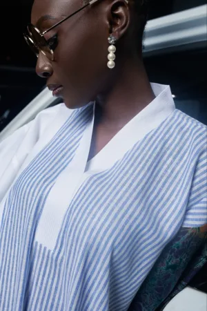 White-Blue Stripe Twist