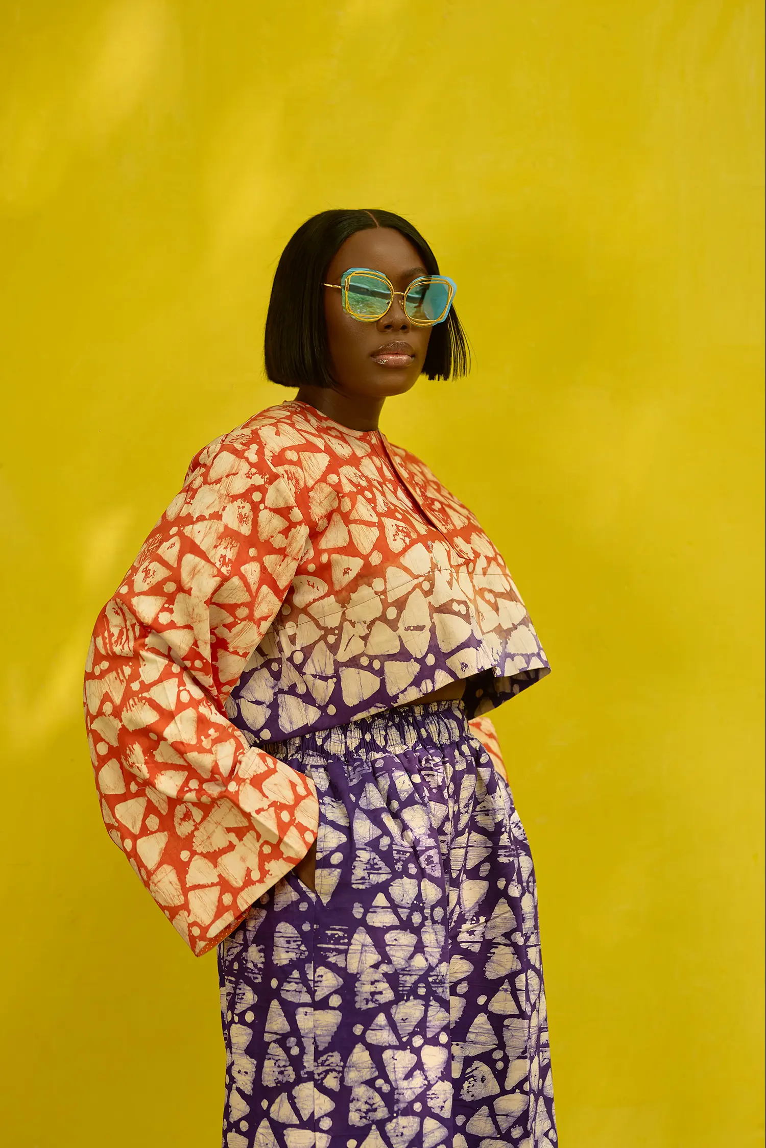 Yellow Blue Adire Pop
