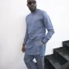 Rustic blue damask kaftan
