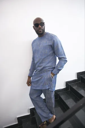 Rustic blue damask kaftan