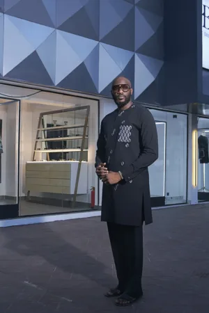 Deep black mid-length kaftan