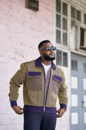 Asooke Royal-mustard mix jacket